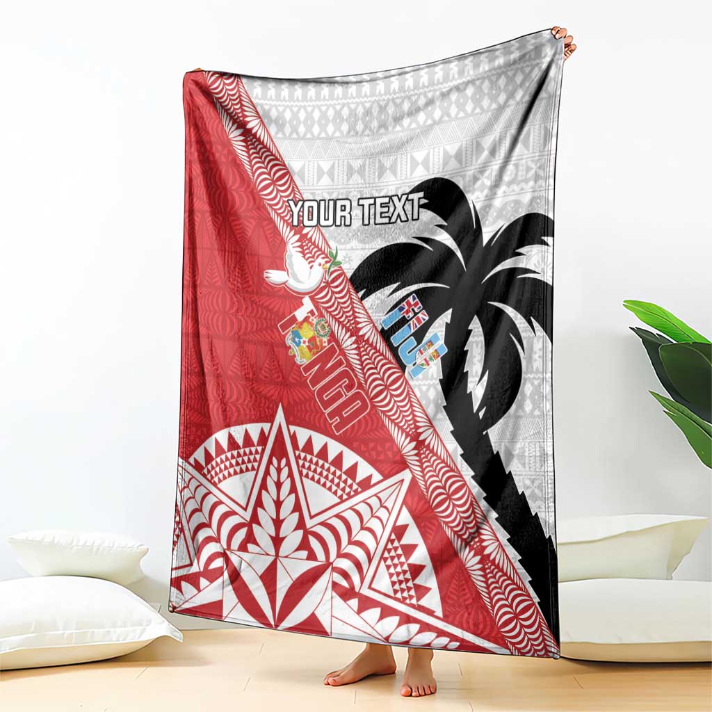 Fiji and Tonga Rugby Custom Blanket Flying Fijians Ikale Tahi Together Pacific LT14 - Polynesian Pride