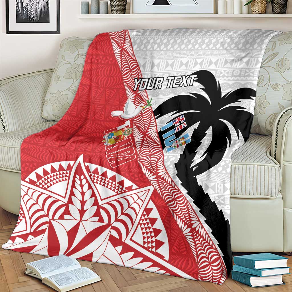 Fiji and Tonga Rugby Custom Blanket Flying Fijians Ikale Tahi Together Pacific LT14 - Polynesian Pride