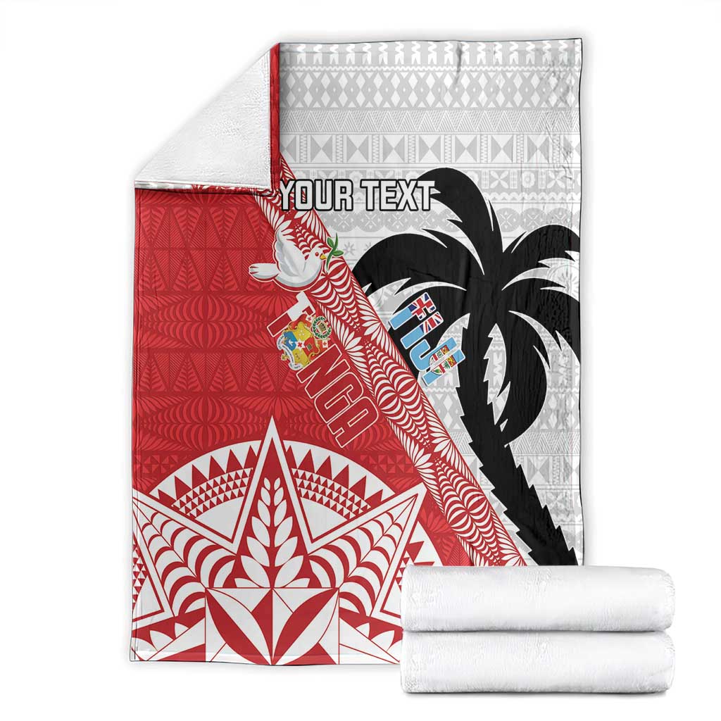 Fiji and Tonga Rugby Custom Blanket Flying Fijians Ikale Tahi Together Pacific LT14 - Polynesian Pride