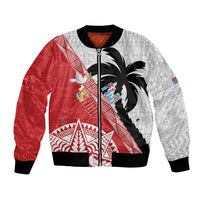 Fiji and Tonga Rugby Custom Bomber Jacket Flying Fijians Ikale Tahi Together Pacific LT14 Unisex Red - Polynesian Pride