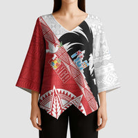 Fiji and Tonga Rugby Custom Kimono Sleeve Blouse Flying Fijians Ikale Tahi Together Pacific LT14 - Polynesian Pride