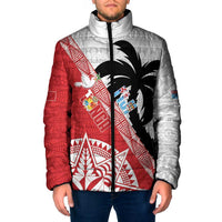 Fiji and Tonga Rugby Custom Padded Jacket Flying Fijians Ikale Tahi Together Pacific LT14 Men Red - Polynesian Pride