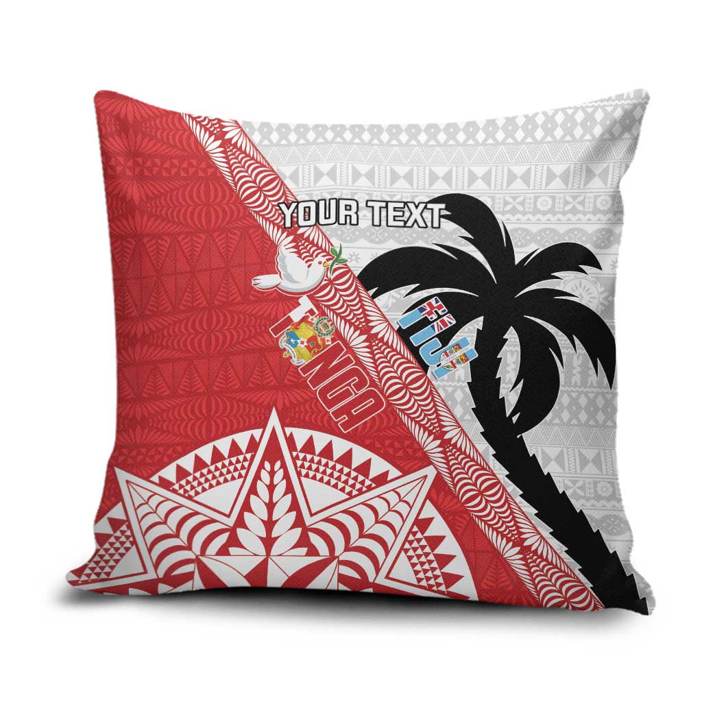 Fiji and Tonga Rugby Custom Pillow Cover Flying Fijians Ikale Tahi Together Pacific LT14 Red - Polynesian Pride