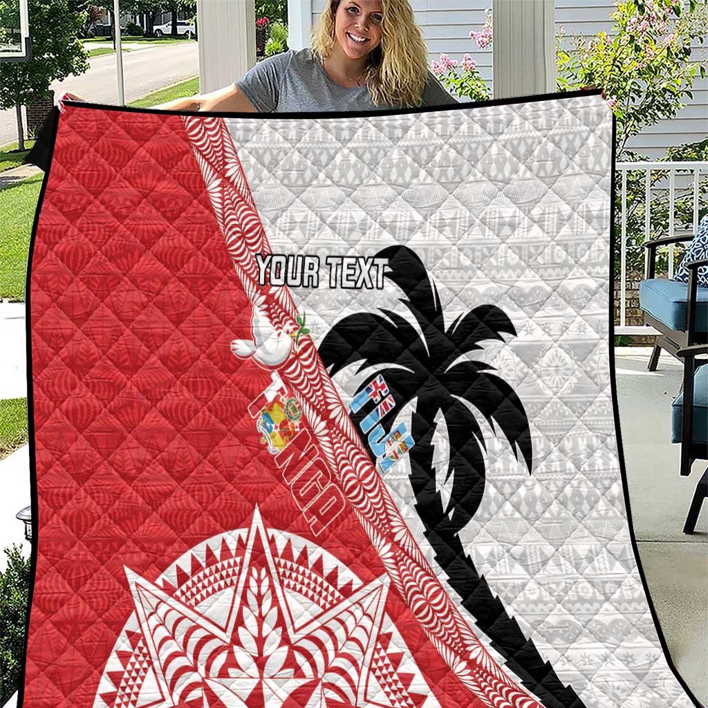 Fiji and Tonga Rugby Custom Quilt Flying Fijians Ikale Tahi Together Pacific LT14 Red - Polynesian Pride