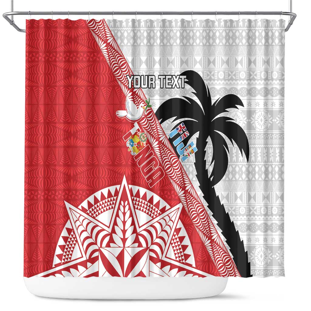 Fiji and Tonga Rugby Custom Shower Curtain Flying Fijians Ikale Tahi Together Pacific LT14 Red - Polynesian Pride