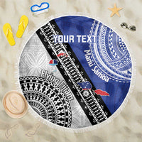 Fiji an Samoa Rugby Custom Beach Blanket Flying Fijians Manu Samoa Together Pacific LT14 One Size 150cm Blue - Polynesian Pride