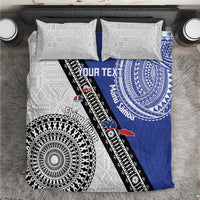 Fiji an Samoa Rugby Custom Bedding Set Flying Fijians Manu Samoa Together Pacific LT14 Blue - Polynesian Pride