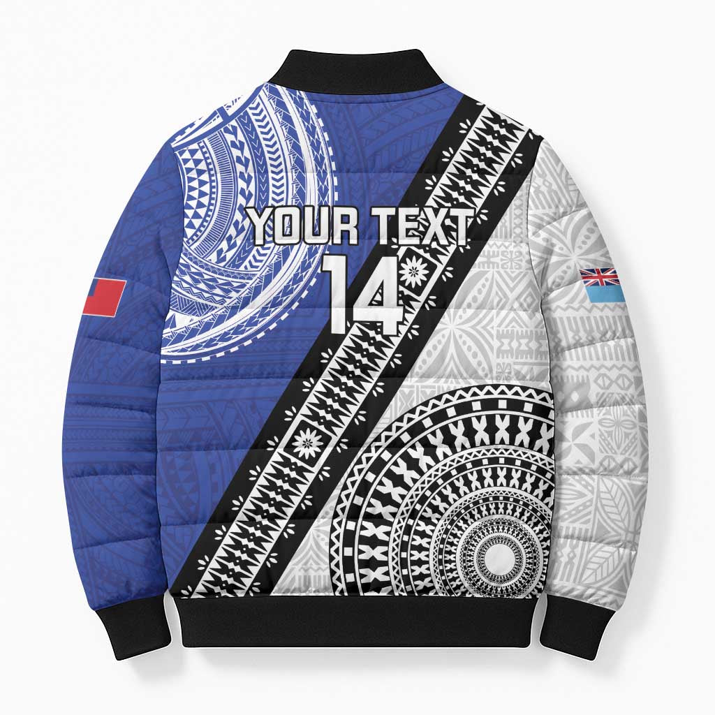 Fiji an Samoa Rugby Custom Bomber Puffer Jacket Flying Fijians Manu Samoa Together Pacific LT14 - Polynesian Pride