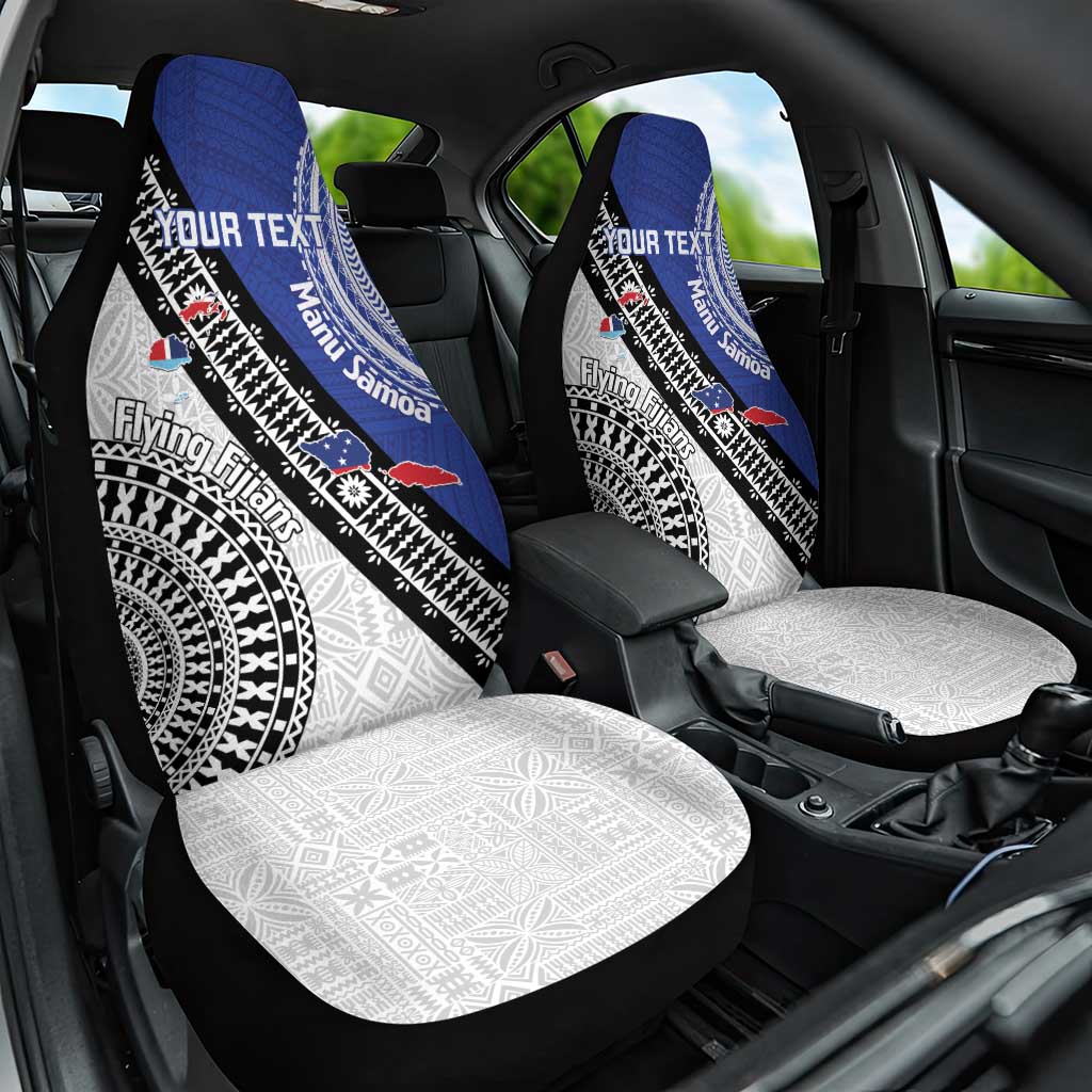 Fiji an Samoa Rugby Custom Car Seat Cover Flying Fijians Manu Samoa Together Pacific LT14 One Size Blue - Polynesian Pride
