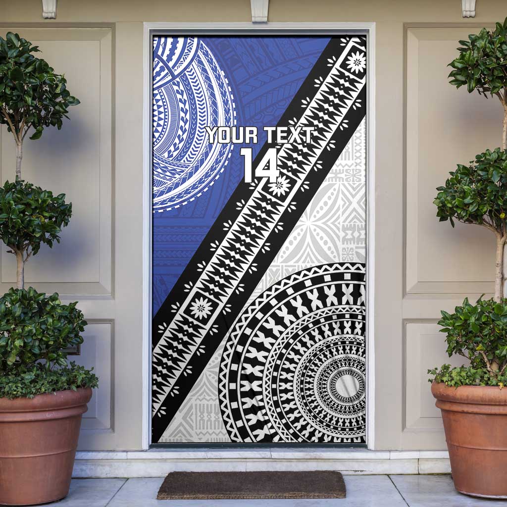 Fiji an Samoa Rugby Custom Door Cover Flying Fijians Manu Samoa Together Pacific LT14 Blue - Polynesian Pride