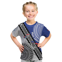 Fiji an Samoa Rugby Custom Kid T Shirt Flying Fijians Manu Samoa Together Pacific LT14 Blue - Polynesian Pride