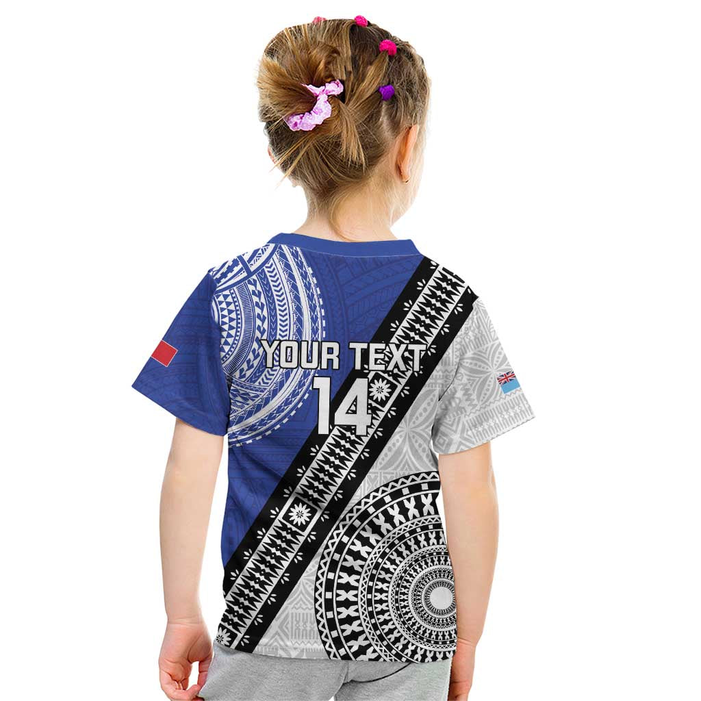 Fiji an Samoa Rugby Custom Kid T Shirt Flying Fijians Manu Samoa Together Pacific LT14 - Polynesian Pride