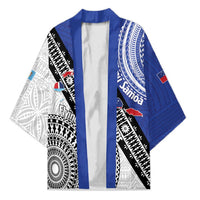 Fiji an Samoa Rugby Custom Kimono Flying Fijians Manu Samoa Together Pacific LT14 Unisex Blue - Polynesian Pride
