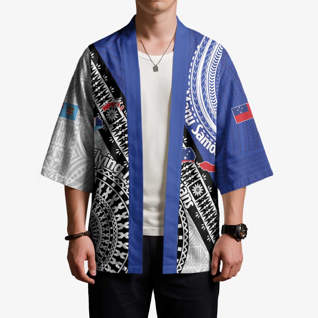 Fiji an Samoa Rugby Custom Kimono Flying Fijians Manu Samoa Together Pacific LT14 - Polynesian Pride