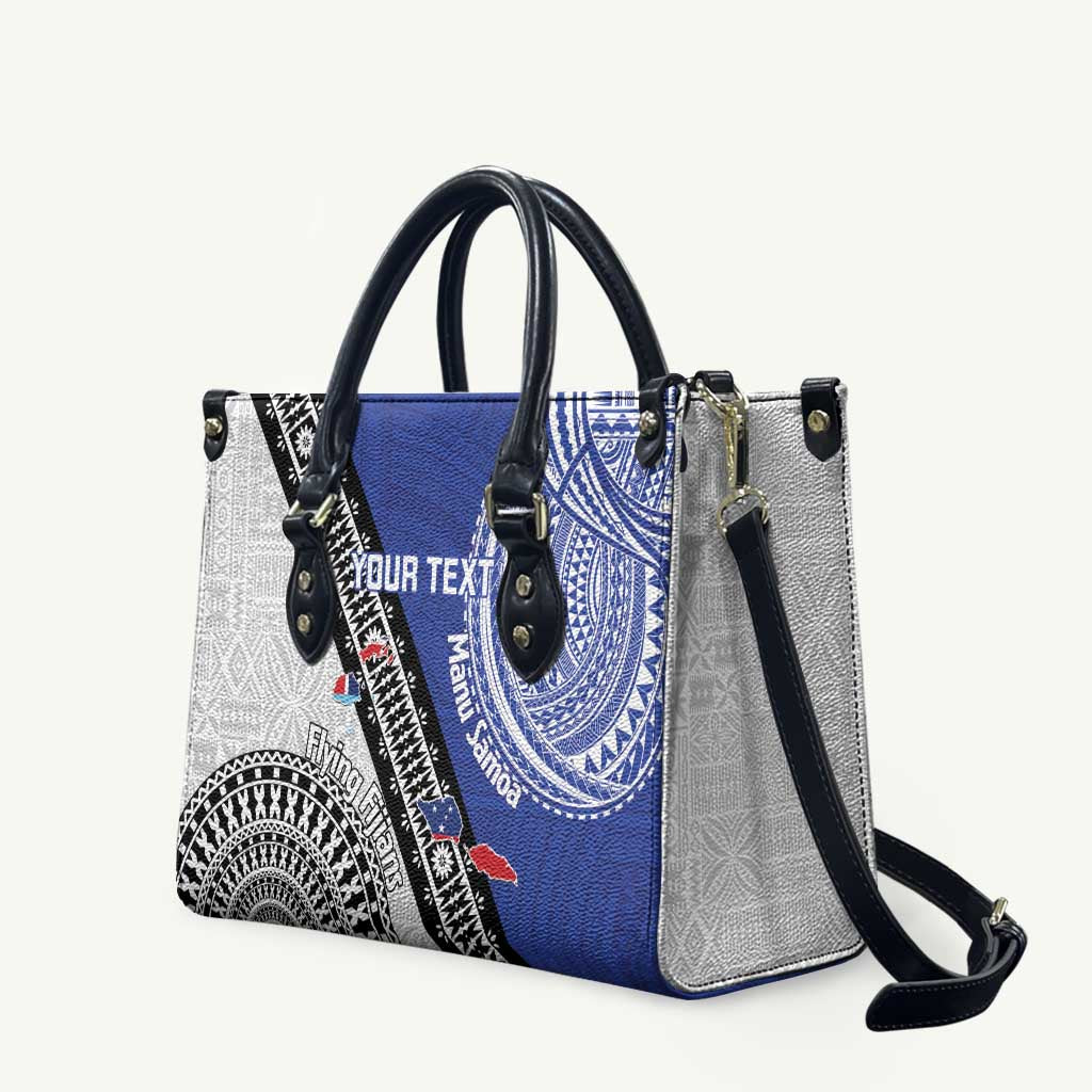 Fiji an Samoa Rugby Custom Leather Bag Flying Fijians Manu Samoa Together Pacific LT14 Blue - Polynesian Pride