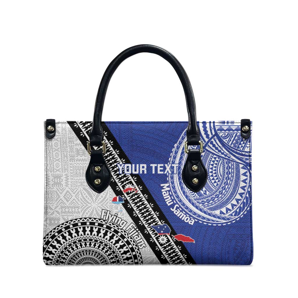 Fiji an Samoa Rugby Custom Leather Bag Flying Fijians Manu Samoa Together Pacific LT14 - Polynesian Pride
