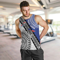 Fiji an Samoa Rugby Custom Men Tank Top Flying Fijians Manu Samoa Together Pacific LT14 Blue - Polynesian Pride
