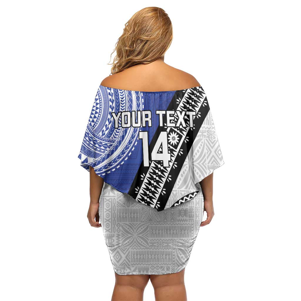 Fiji an Samoa Rugby Custom Off Shoulder Short Dress Flying Fijians Manu Samoa Together Pacific LT14 - Polynesian Pride