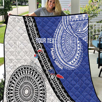 Fiji an Samoa Rugby Custom Quilt Flying Fijians Manu Samoa Together Pacific LT14 Blue - Polynesian Pride