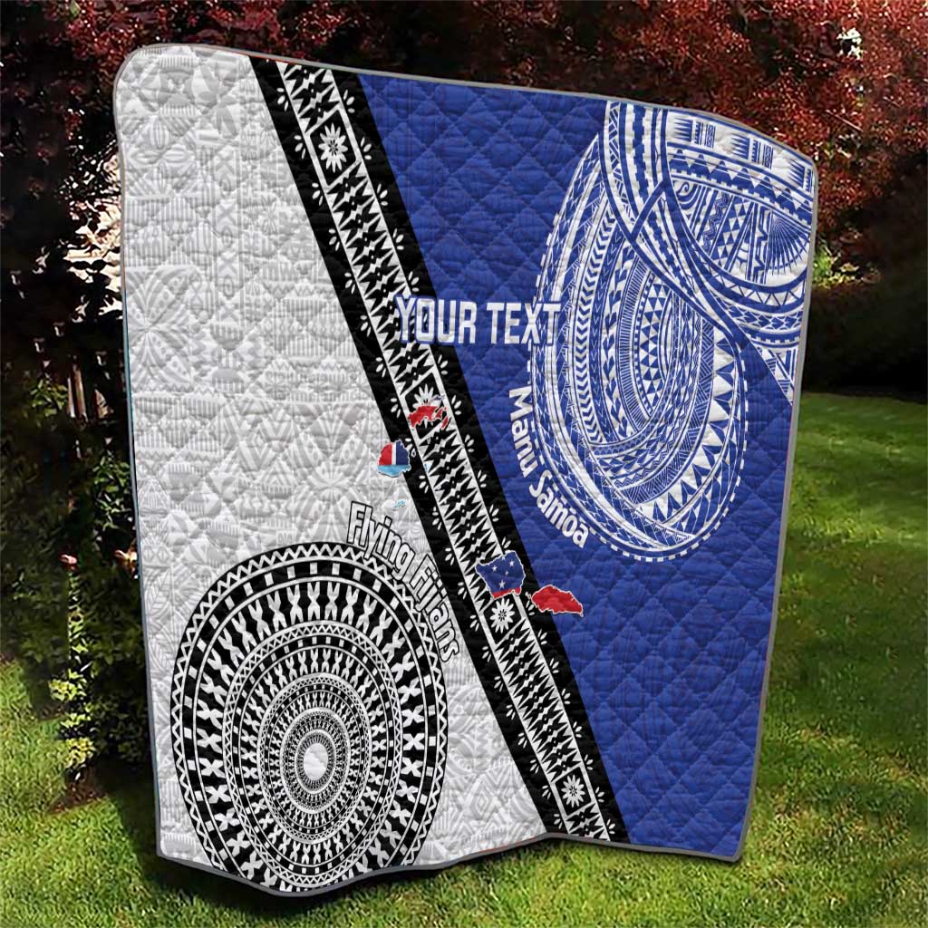 Fiji an Samoa Rugby Custom Quilt Flying Fijians Manu Samoa Together Pacific LT14 - Polynesian Pride