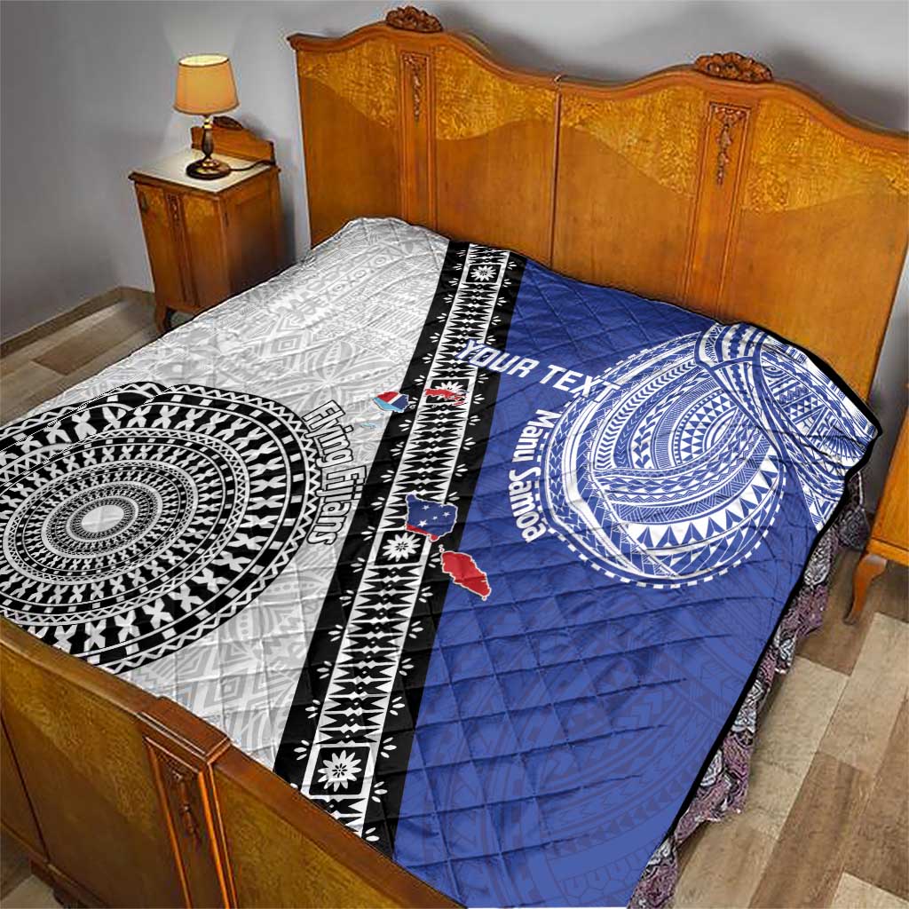 Fiji an Samoa Rugby Custom Quilt Flying Fijians Manu Samoa Together Pacific LT14 - Polynesian Pride