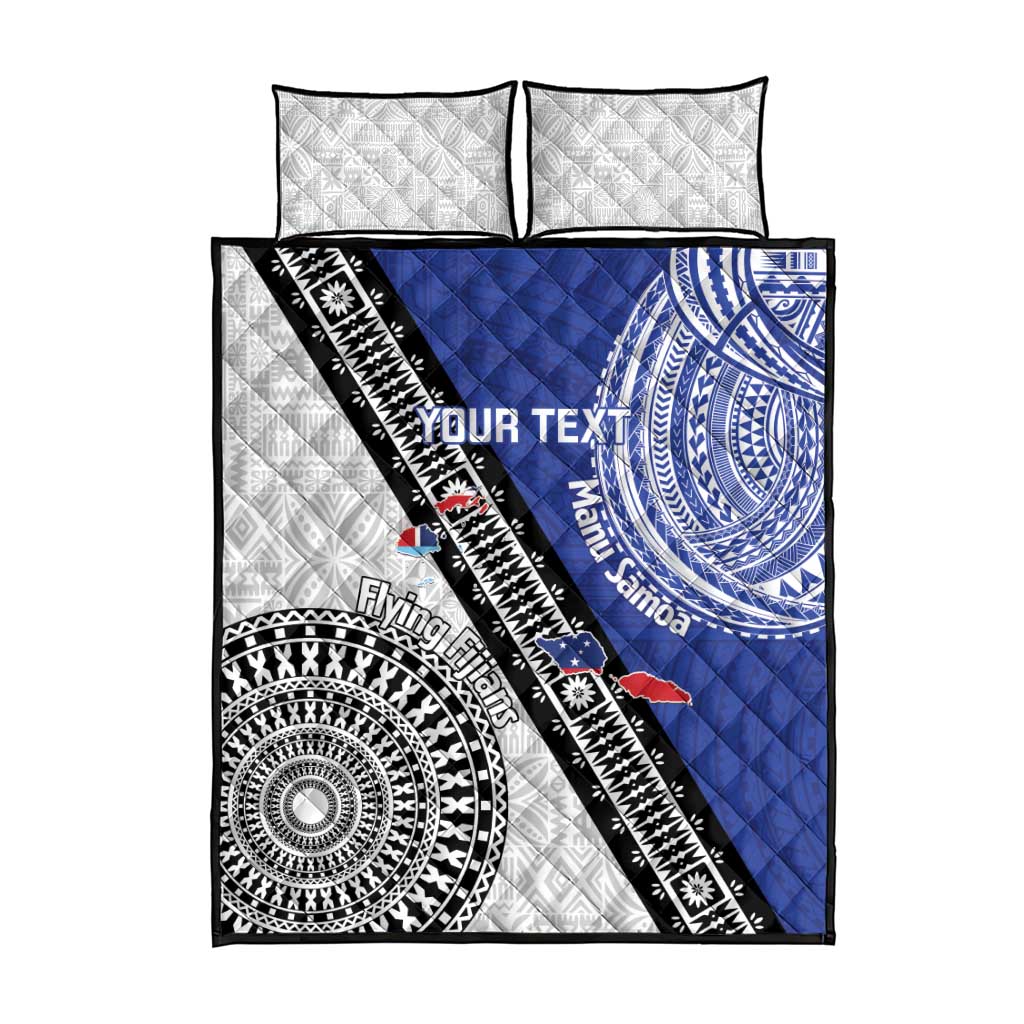 Fiji an Samoa Rugby Custom Quilt Bed Set Flying Fijians Manu Samoa Together Pacific LT14 - Polynesian Pride