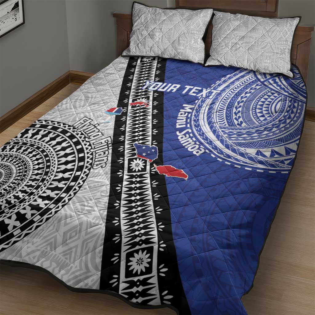 Fiji an Samoa Rugby Custom Quilt Bed Set Flying Fijians Manu Samoa Together Pacific LT14 - Polynesian Pride