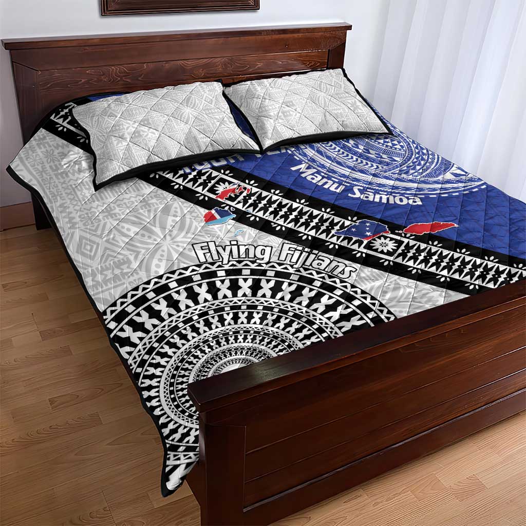 Fiji an Samoa Rugby Custom Quilt Bed Set Flying Fijians Manu Samoa Together Pacific LT14 - Polynesian Pride