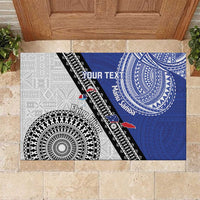 Fiji an Samoa Rugby Custom Rubber Doormat Flying Fijians Manu Samoa Together Pacific LT14 Blue - Polynesian Pride