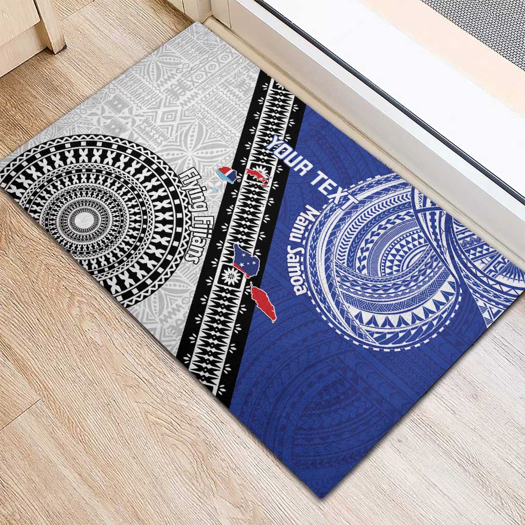 Fiji an Samoa Rugby Custom Rubber Doormat Flying Fijians Manu Samoa Together Pacific LT14 - Polynesian Pride