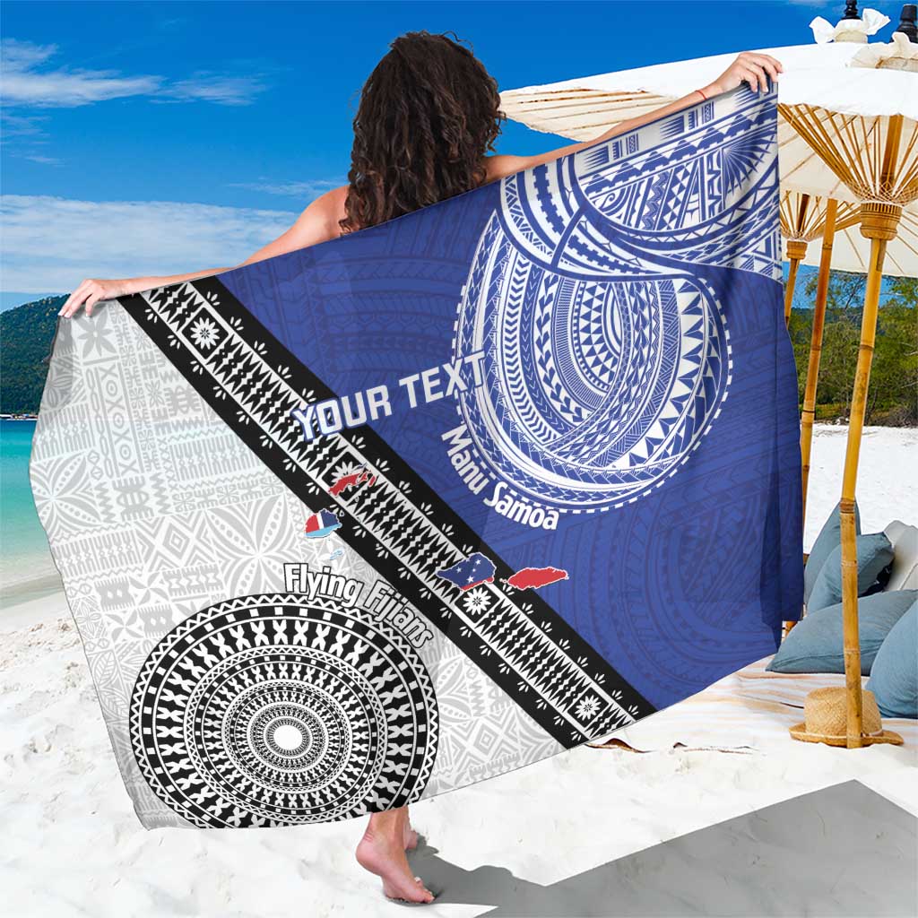 Fiji an Samoa Rugby Custom Sarong Flying Fijians Manu Samoa Together Pacific LT14 One Size 44 x 66 inches Blue - Polynesian Pride