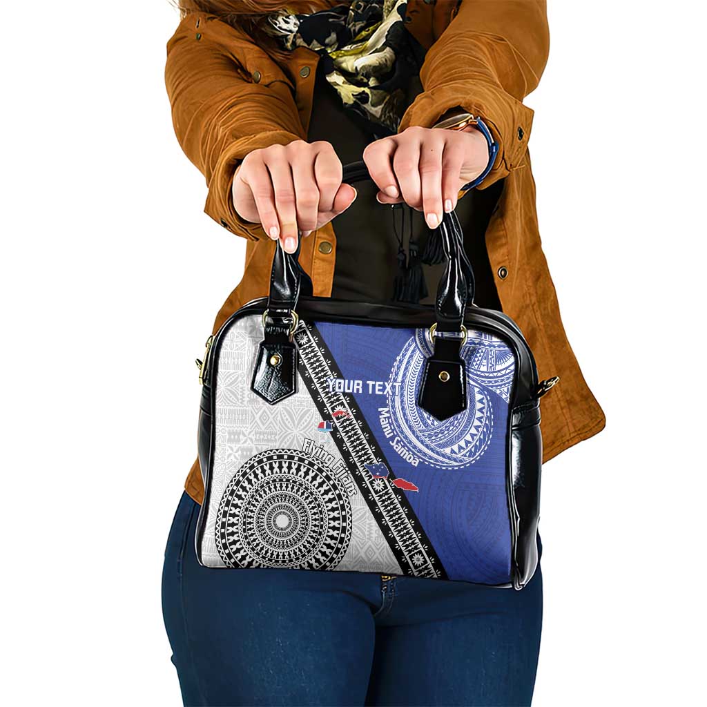 Fiji an Samoa Rugby Custom Shoulder Handbag Flying Fijians Manu Samoa Together Pacific LT14 One Size Blue - Polynesian Pride