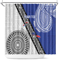 Fiji an Samoa Rugby Custom Shower Curtain Flying Fijians Manu Samoa Together Pacific LT14 Blue - Polynesian Pride