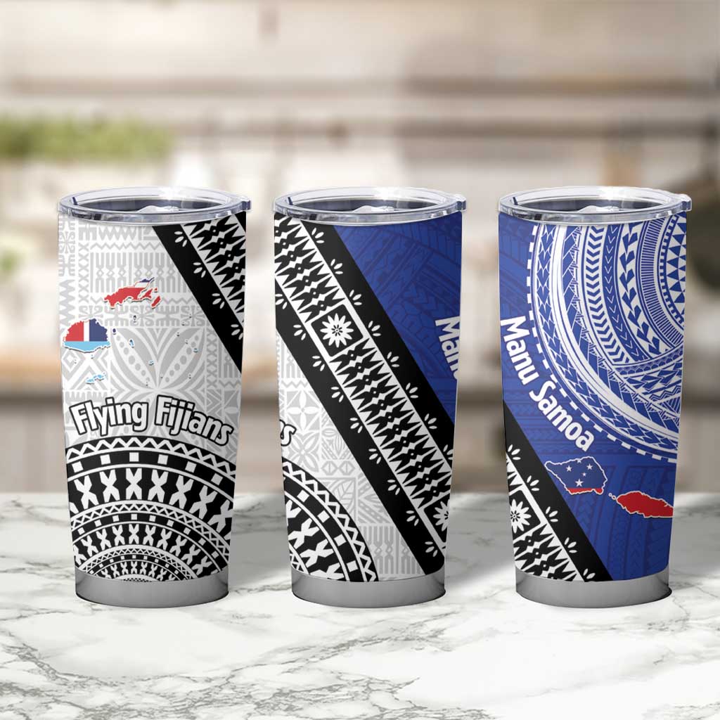 Fiji an Samoa Rugby Tumbler Cup Flying Fijians Manu Samoa Together Pacific LT14 - Polynesian Pride