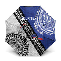 Fiji an Samoa Rugby Custom Umbrella Flying Fijians Manu Samoa Together Pacific LT14 One Size Folded 11.42 inch Opened Diameter 37.4 inch Blue - Polynesian Pride
