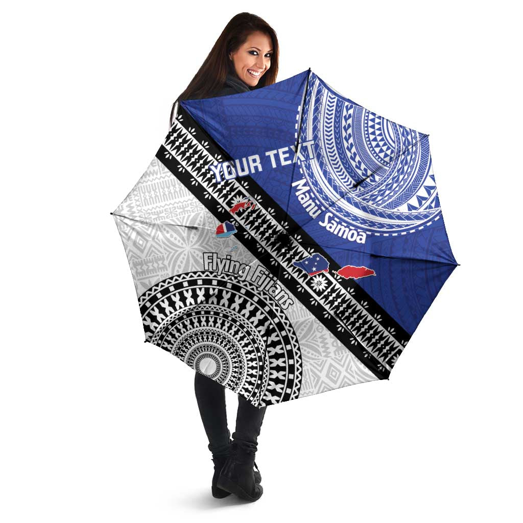 Fiji an Samoa Rugby Custom Umbrella Flying Fijians Manu Samoa Together Pacific LT14 - Polynesian Pride