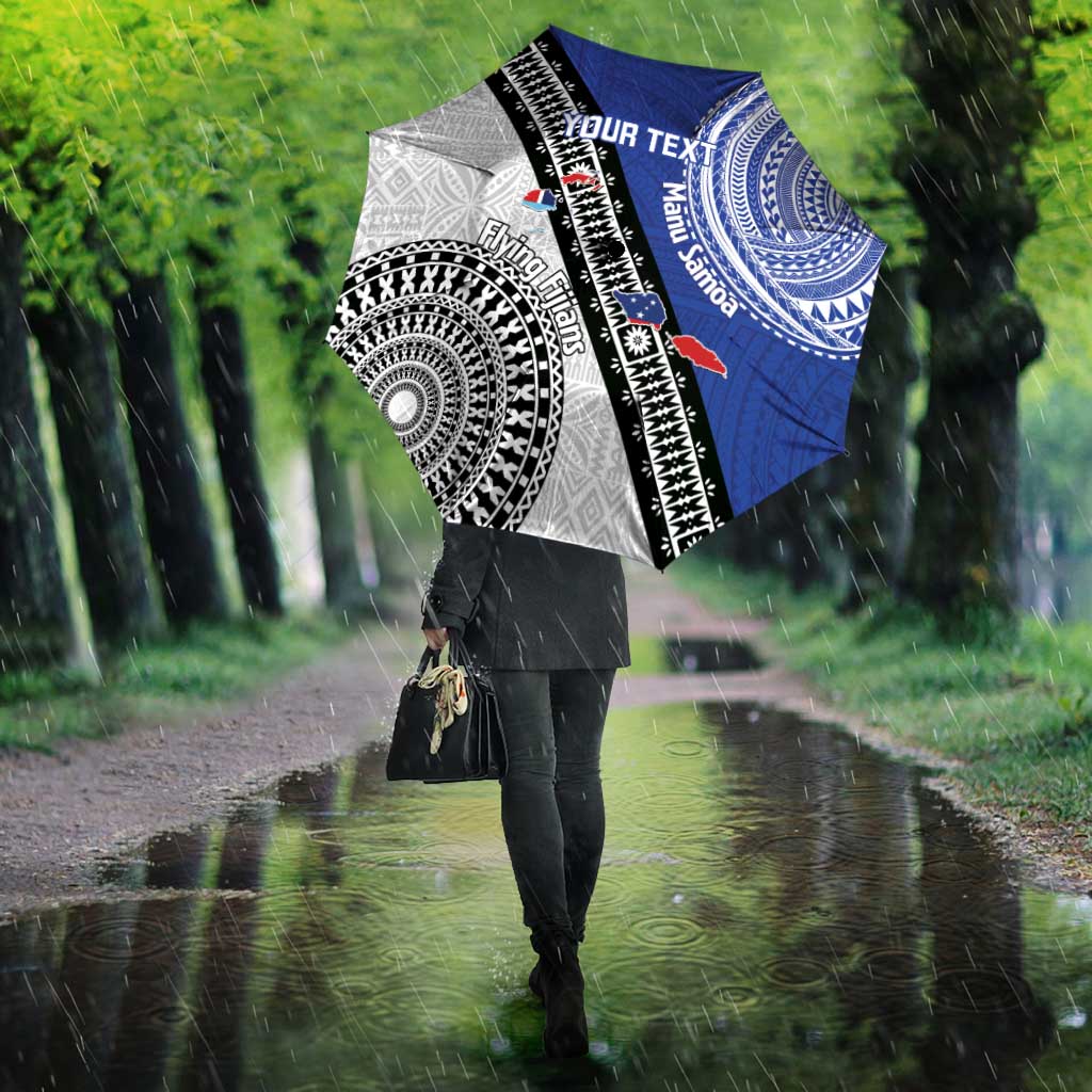Fiji an Samoa Rugby Custom Umbrella Flying Fijians Manu Samoa Together Pacific LT14 - Polynesian Pride