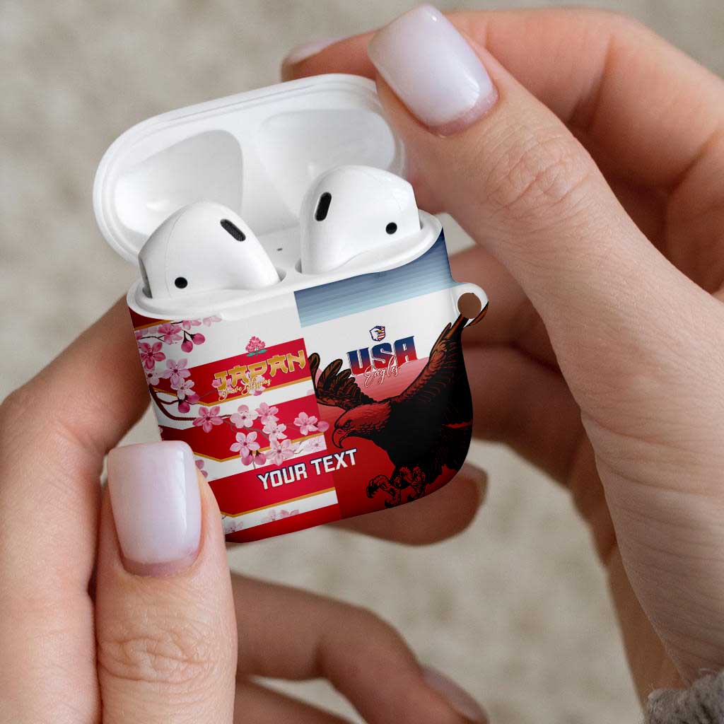 USA and Japan Rugby Custom AirPods Case Eagles Brave Blossoms Together Pacific LT14 - Polynesian Pride