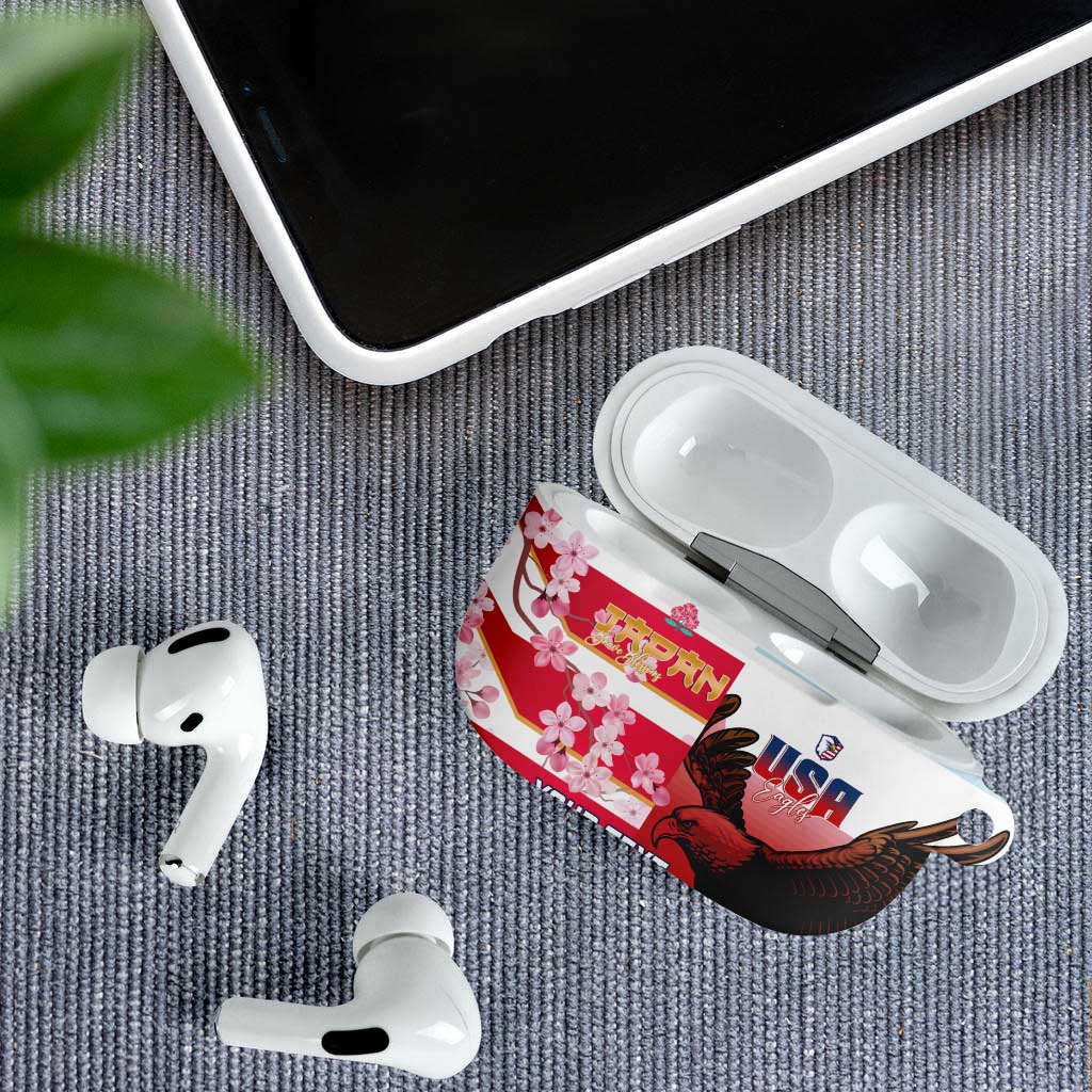 USA and Japan Rugby Custom AirPods Case Eagles Brave Blossoms Together Pacific LT14 - Polynesian Pride