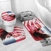 USA and Japan Rugby Custom Bathroom Set Eagles Brave Blossoms Together Pacific LT14 Mat Set Only (3 pcs) One Size Red - Polynesian Pride