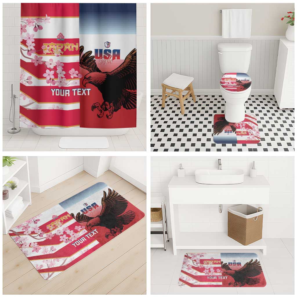 USA and Japan Rugby Custom Bathroom Set Eagles Brave Blossoms Together Pacific LT14 - Polynesian Pride