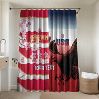 USA and Japan Rugby Custom Bathroom Set Eagles Brave Blossoms Together Pacific LT14 Shower Curtain Only Red - Polynesian Pride