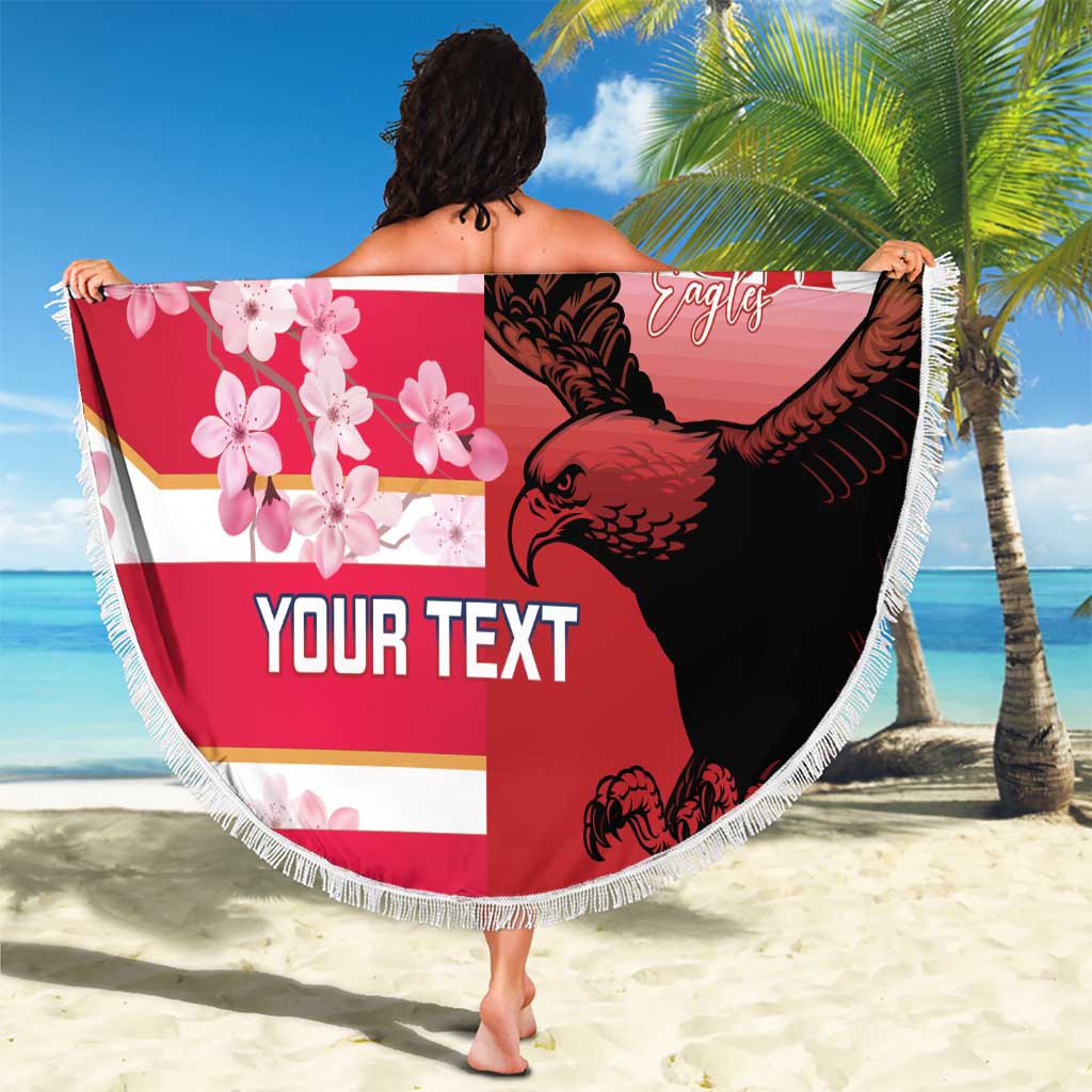 USA and Japan Rugby Custom Beach Blanket Eagles Brave Blossoms Together Pacific LT14 - Polynesian Pride