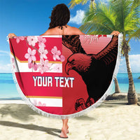 USA and Japan Rugby Custom Beach Blanket Eagles Brave Blossoms Together Pacific LT14 - Polynesian Pride