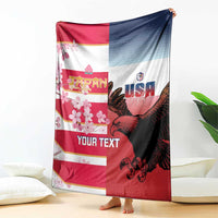 USA and Japan Rugby Custom Blanket Eagles Brave Blossoms Together Pacific LT14 - Polynesian Pride