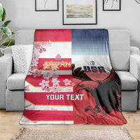 USA and Japan Rugby Custom Blanket Eagles Brave Blossoms Together Pacific LT14 - Polynesian Pride
