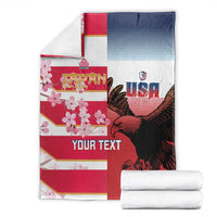 USA and Japan Rugby Custom Blanket Eagles Brave Blossoms Together Pacific LT14 - Polynesian Pride