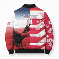 USA and Japan Rugby Custom Bomber Puffer Jacket Eagles Brave Blossoms Together Pacific LT14 - Polynesian Pride