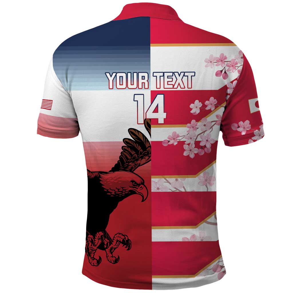 USA and Japan Rugby Custom Polo Shirt Eagles Brave Blossoms Together Pacific LT14 - Polynesian Pride