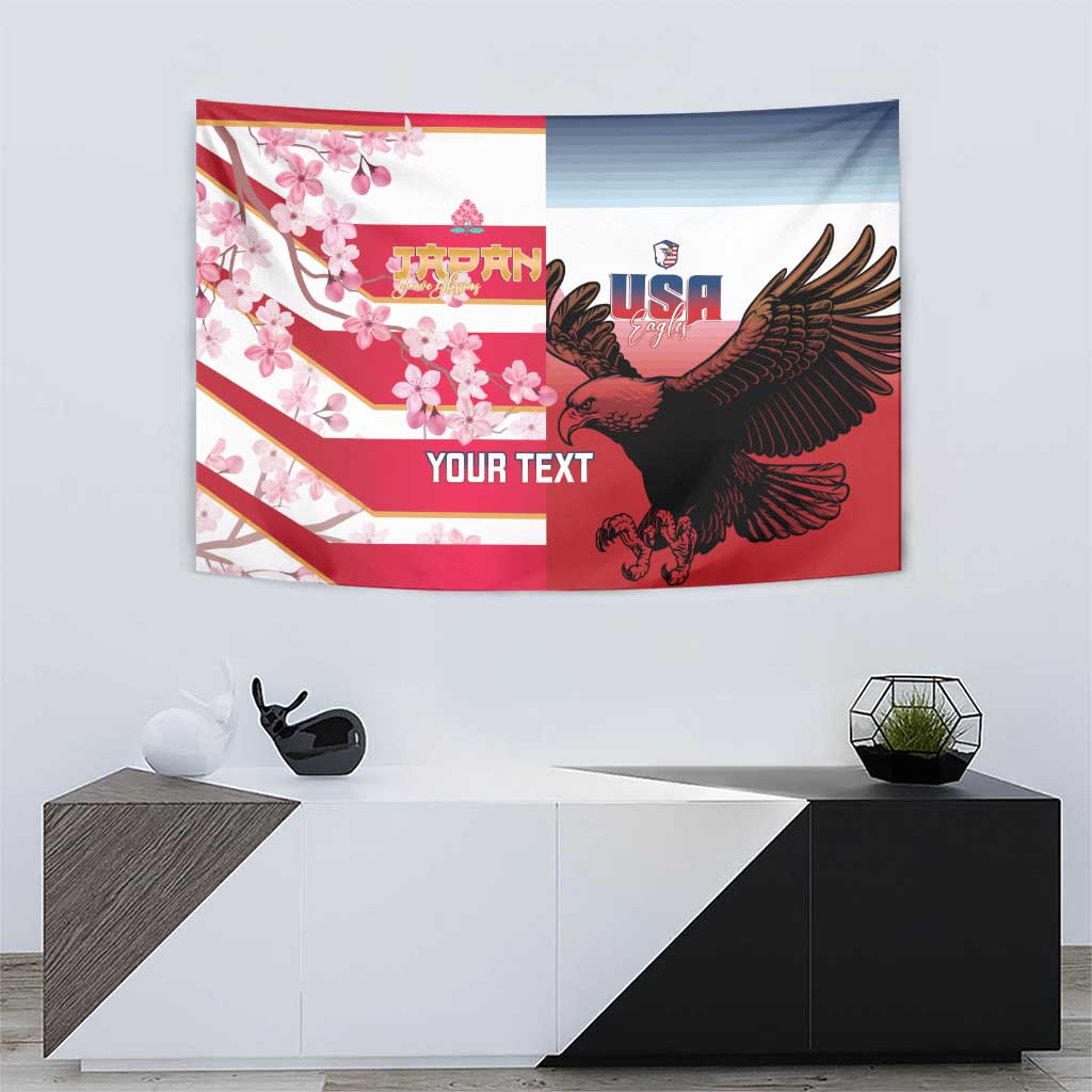 USA and Japan Rugby Custom Tapestry Eagles Brave Blossoms Together Pacific LT14 - Polynesian Pride